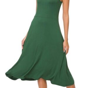 Chic Forest Green Midi Dress